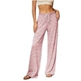 thumbnail image 2 of Jesvior Women'S Striped Loungewear Pants Straight Leg Full Length Sleep Pants with Drawstring Elastic Waist Soft Knit Pajama Trousers for Casual Daily Wear, 2 of 6