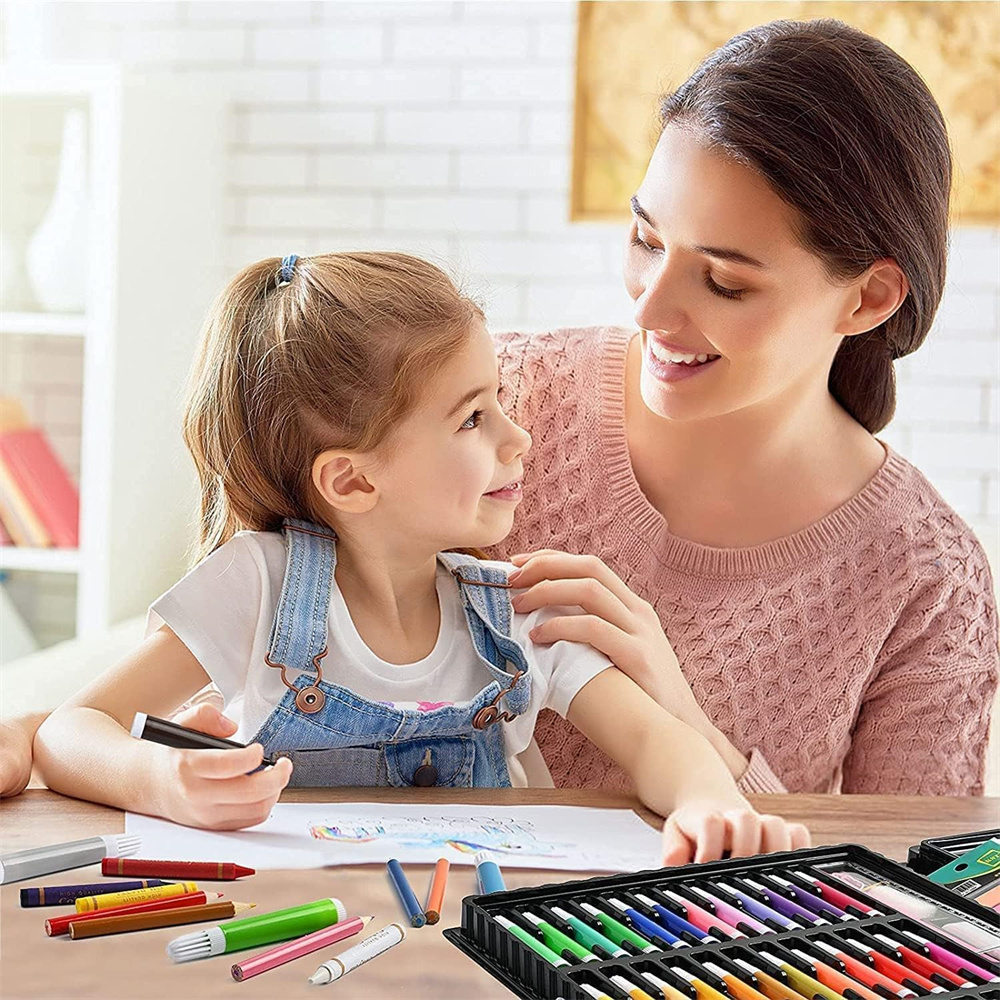 NOGIS Deluxe Art Set For Kids - Ideal Beginner Artist Kit Includes 150 Pieces - Watercolor, Crayons, Colored Markers, Color Pencils and More, Makes a Great Gift for Children and Adults