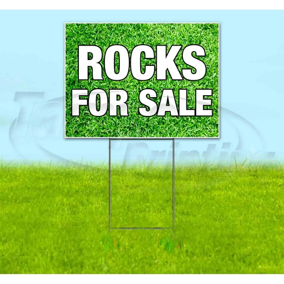 Rocks For Sale (18" x 24") Yard Sign, Includes Metal Step Stake