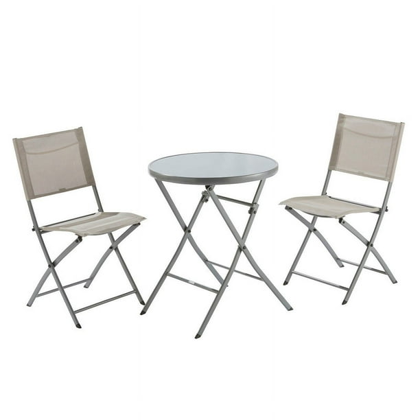 Mesa con 2 Sillas Plegables Para Jardín Terraza NATERIAL EMYS