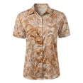 thumbnail image 5 of QASIEATN Women's Retro Shirt Women's Satin Printed Short Sleeved Shirt Vacation Style Shirt, 5 of 7