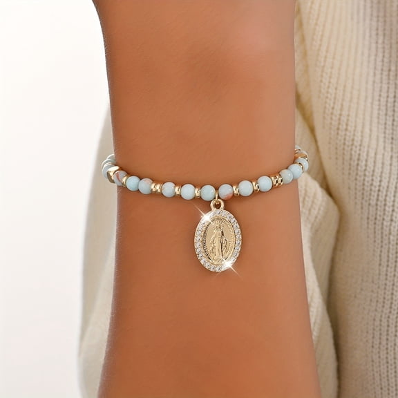 Women 14K White Gold Beaded gold color Bracelet Fashion Jewelry Trendy Minimalist Daily Wear Party Gift for Women Men