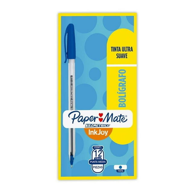 12 Plumas PAPER MATE Kilométrico 100 ST Punto Mediano Tinta Azul