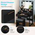 thumbnail image 6 of Ktaxon Flutted Makeup Vanity Table w/Stool, Dressing Desk with Charging Station, For Femal Gift, Black, 6 of 10