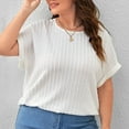 thumbnail image 2 of Plus Size Work Blouses for Women Solid Short Sleeve Crew Neck Casual Basic T shirts Loose Comfy Summer Tunic Tops, 2 of 5