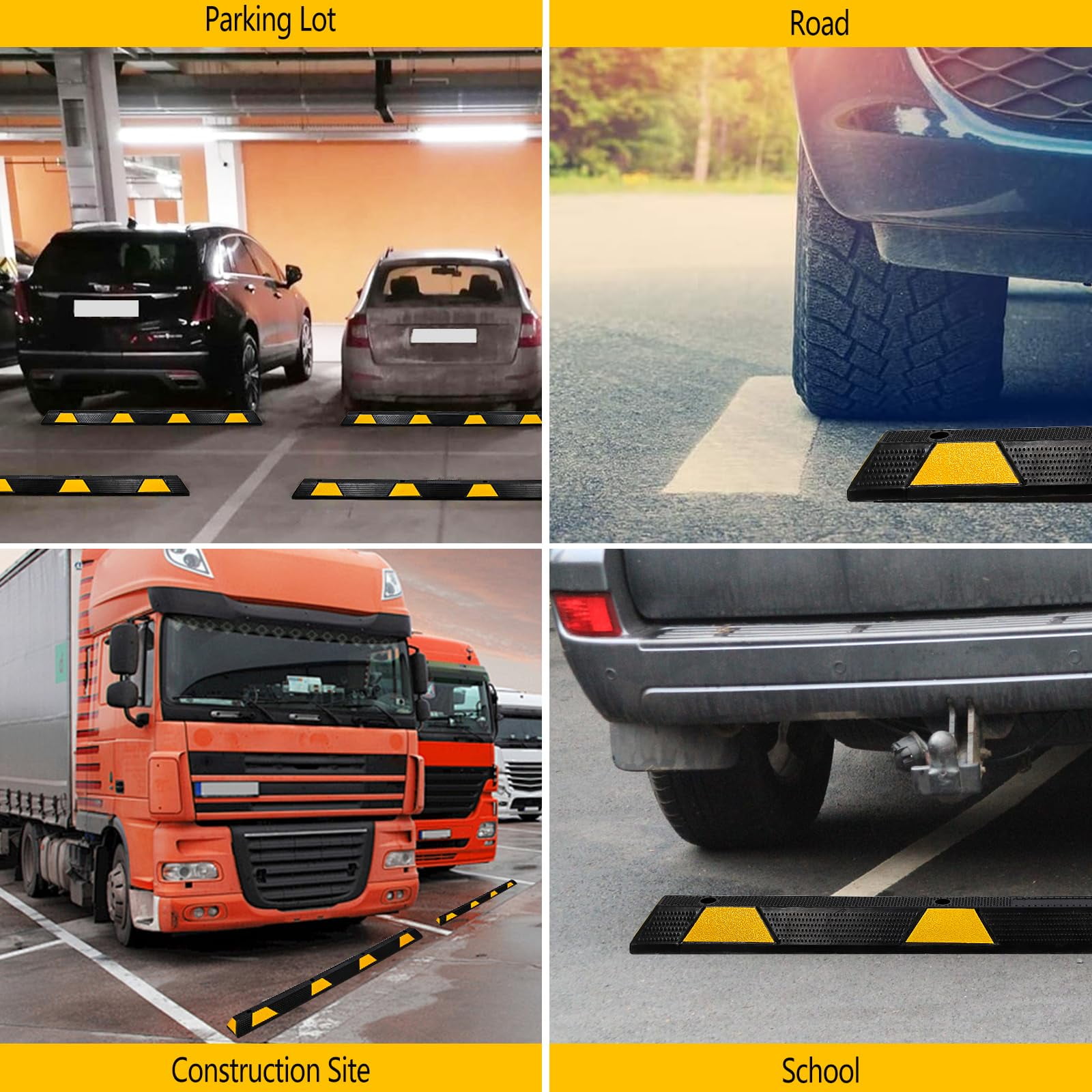 2024 New Curb Parking Garage Floor Stopper - 72 Inch Extra Wide Heavy Duty Rubber Parking Lot Stopper, for Vehicles Truck Driveway, Protect Pumpers from Cars Trucks