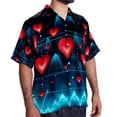 thumbnail image 2 of Valentine's Day Love ECG Men's Hawaiian Button Down Short Sleeve Casual Printed Summer Beach Unisex Shirt, 2 of 6