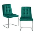 thumbnail image 4 of Chaise de Salle à Manger en Velours Vert Jonathan - Lot de 2 - Touffeté - Cadre Chromé, 4 of 10