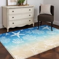 thumbnail image 4 of Blue Beige Ombre Coastal Area Rugs Collection 2.7'x5', Nautical Beach Starfish Coral Summer Non Slip Indoor Rectangle Throw Runner Rug Floor Mat Carpet for Living Room Dining Table Bedroom Nursery, 4 of 9