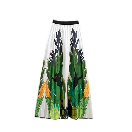 

Waist Elastic Hem With Pleated Skirt A-line Printed Mid-length Large Women s Skirt Running Skirt Raffia Table Skirt Bathing Suit with Skirt Pencil Skirts Plaid Skirt plus Size