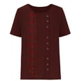 thumbnail image 4 of Atogsazn Womens Short Sleeve Tops Printed Comfortable Loose Blouse Button Round-Neck Casual Tops Oversized Tshirts for Women Wine S on Clearance, 4 of 4