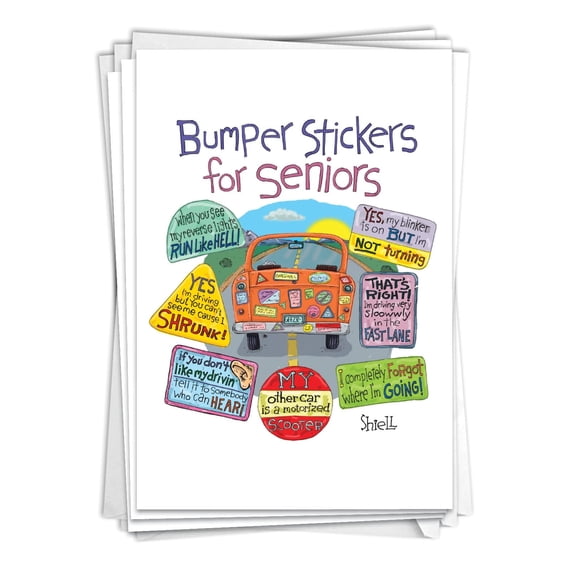 NobleWorks Pack of 3 Funny Birthday Greeting Cards with Envelopes (1 Design, 3 Each) Senior Bumper Stickers C2649BDG-C3x1