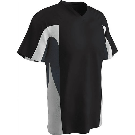 Champro Mens Dri-Gear V-Neck Baseball Jersey Black/White L