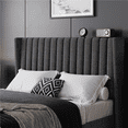 thumbnail image 7 of Topeakmart Upholstered Platform Full Bed with Headboard, Dark Gray, 7 of 7