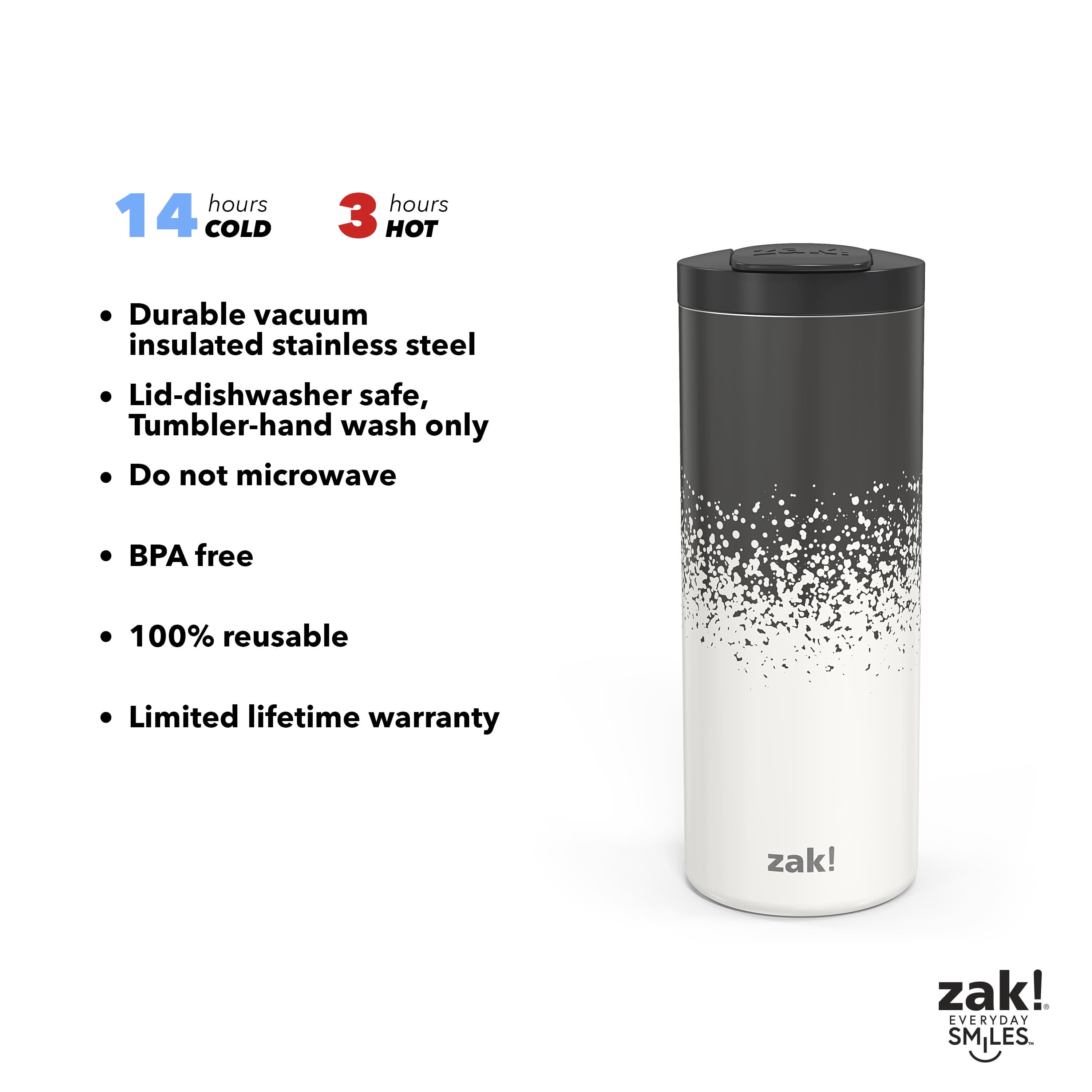 Zak! Designs Stainless Steel Double Wall Waverly Tumbler - Ebony Black, 1  ct - Fry's Food Stores