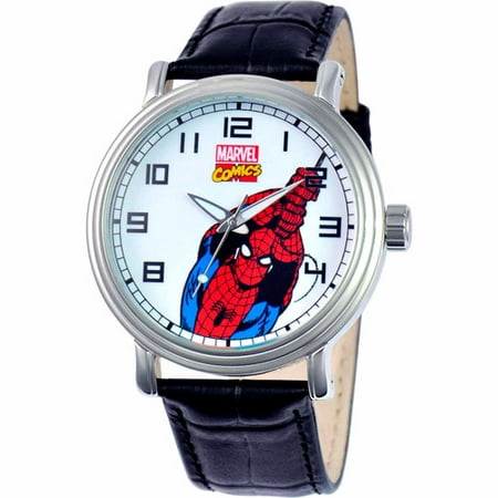 Marvel Spider-Man Men's Vintage Black Watch, Black Strap