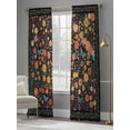 thumbnail image 3 of Boho Black Flowers Sheer Curtains 84 Inch Length 2 Panels Set, Spring Abstract Watercolor Floral Leaf Voile Window Treatment Curtains Sheers Drapes for Bedroom/Living Room/Kitchen 52"x84"x2, 3 of 7