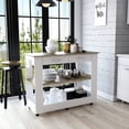 thumbnail image 2 of White and Light Oak Kitchen Island, 46 Inches, Drawers and Lockable Wheels / Convenient Kitchen Accessory, 2 of 2