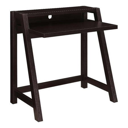 Pemberly Row Contemporary Two-Tier Desk in Espresso Wood Finish