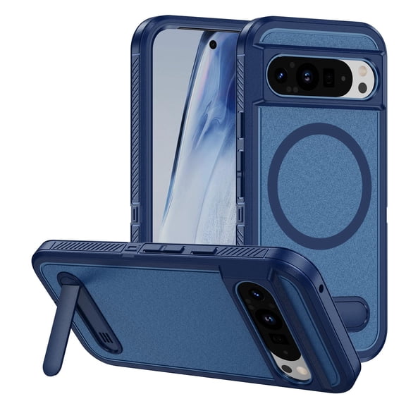 Allytechgroup for Google Pixel 9 / 9 Pro Case, Military Grade Shockproof Phone Cover with MagSafe Compatibility, Magnetic Back for Car Mount - Rugged Slim-Fit Bumper Case (TPU PC), Blue
