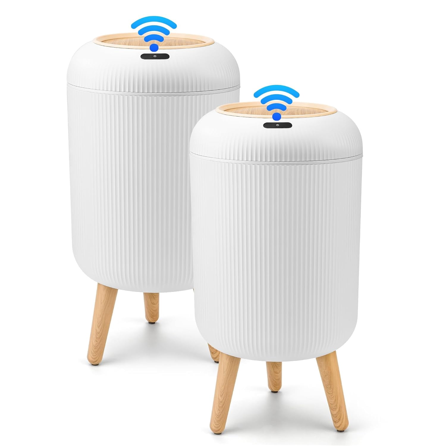 2 Pack Automatic Motion Sensor Bathroom Trash Can with Lid, 3 Gallon / 11 L Touchless Trash Bin, Smart Plastic Garbage Can, Intelligent Trash Can for Bedroom, Bathroom, Kitchen, Office, White