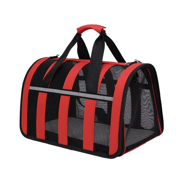 Pet Cat Carrier Bolso al aire libre Bolsa plegable para mascotas Bolsa de viaje para mascotas (Rojo S) Likrtyny Libre de BPA