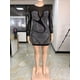 thumbnail image 3 of Vestido corto sexy de fiesta para mujer, de talla grande, con mangas largas y malla transparente con diamantes de imitación, 3 of 7