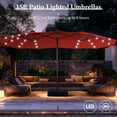 thumbnail image 4 of Summit Living 15ft Double-Sided Solar Patio Umbrella with Base (Included) Large Outdoor Umbrella with Solar Lights - Burgundy, 4 of 9