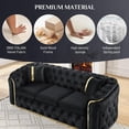 thumbnail image 3 of Mid Century Modern Chesterfield Sofa Couch, 90.6" Velvet Couch Black and Gold Sofa Luxury Loveseat for Living Room, Tufted Sofas with 2 Pillows & Classic Golden Decor, Jet Black, 3 of 7