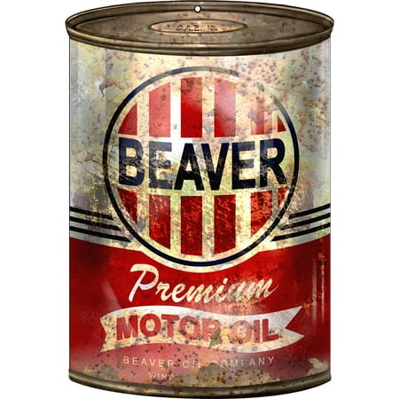 - Reproduction Beaver Motor Oil Can Cutout Sign 7 1/4