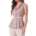 thumbnail image 4 of INSPIRE CHIC Office Blazer Vest for Women's Lapel Collar Button Down Belted Sleeveless Jacket, 4 of 5