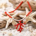 thumbnail image 3 of NICKSUN Boho Tropical Red Beaded Choker Necklace, Charm Neck Chain with Seashell, Mermaid & Starfish Pendants, Summer Vacation Statement Jewelry, 3 of 8