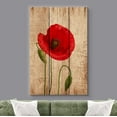 thumbnail image 2 of wall26 Canvas Print Wall Art Red Poppy Flower Close Up on Wood Panels Nature Wilderness Digital Art Realism Chic Colorful Multicolor Ultra for Living Room, Bedroom, Office - 24"x36", 2 of 5