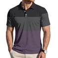 thumbnail image 3 of Garbnen Polo T Shirts for Men Short Sleeve Striped Color Block Collared Henley T Shirts for Men Lightweight Breathable Casual Summer Beach Vacation Mens Golf Shirts Purple XXXL, 3 of 7