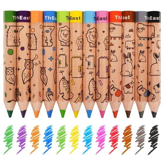 Colored Pencils East 12 Short para niños con sacapuntas