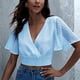 thumbnail image 1 of Blusa con cuello en V Ticfox Transpirable Manga corta Crop Top Mujer Volantes Máxima comodidad, 1 of 5