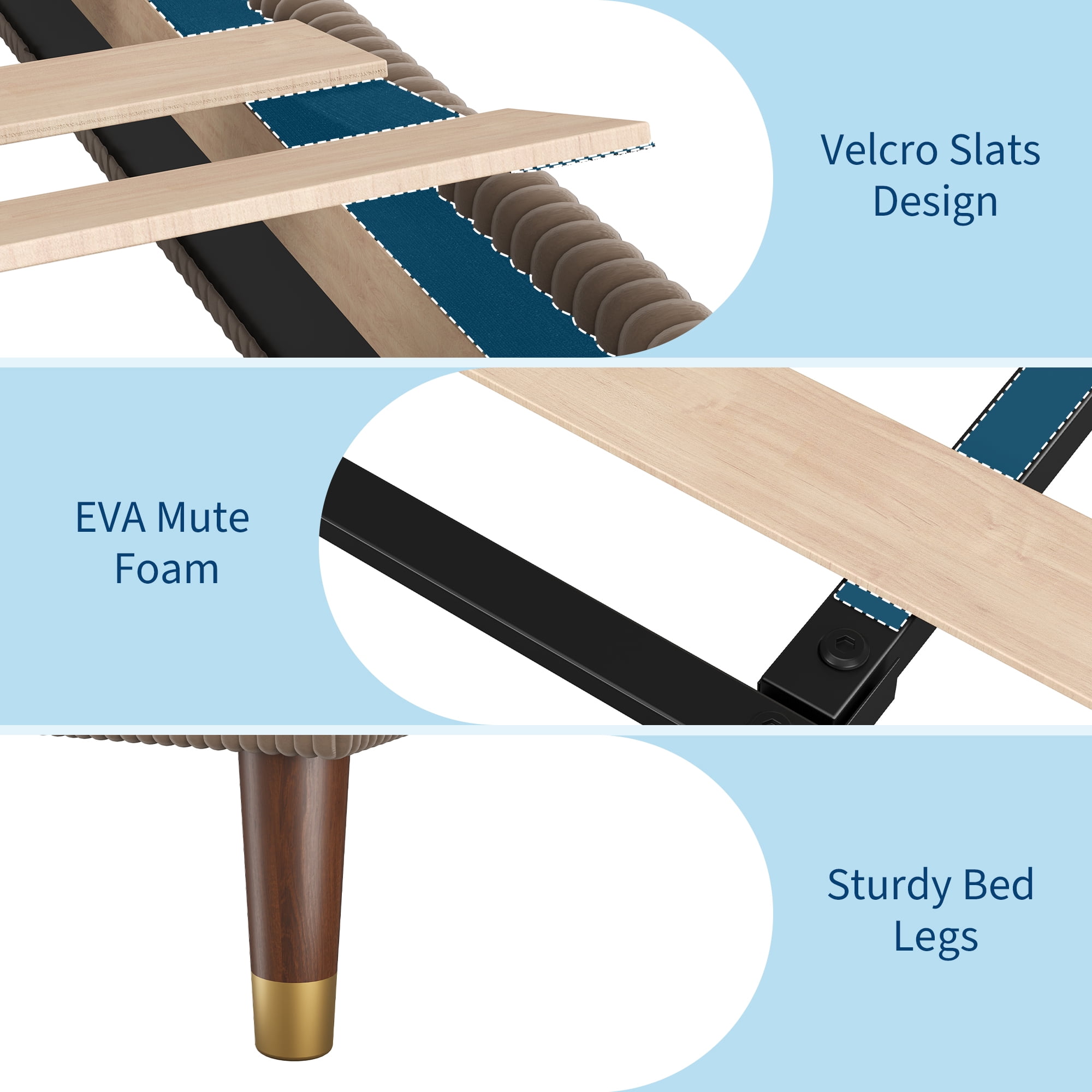 King Size Corduroy Bed Frame with Headboard, Heavy Duty Wood Slats, Noise-Free & Easy Assembly, No Box Spring Needed, Modern for Bedroom, Guest Room, Apartment