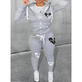 thumbnail image 2 of LovelyWholesale Long Sleeve Hooded Collar Broken Heart Print Kangaroo Pocket Women's Plus Tracksuit Set, 2 of 5