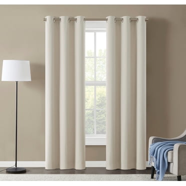 Eclipse Corte Solid Blackout Curtains, Set of 2, 84 Inch Long Blackout Curtains, 37" W x 84" L, Vanilla