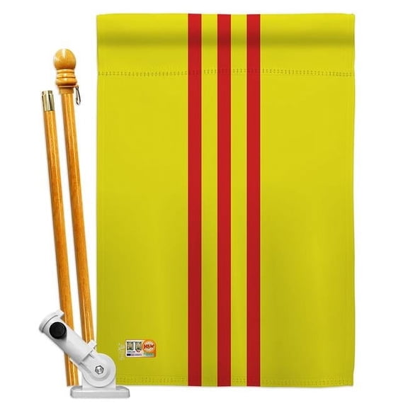 AA-CY-HS-140254-IP-BO-D-US18-AG 28 x 40 in. Vietnam - South Flags of the World Nationality Impressions Decorative Vertical Double Sided House Flag Set & Pole Bracket Hardware Flag Set
