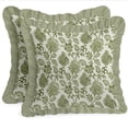 thumbnail image 4 of Cotton Twill Frill Cushion Covers by Vargottam - 16 Inch Square, Set of 2, Reversible Print, Farmhouse Throw Pillow Covers with Hidden Zipper - Floral Print, 4 of 6