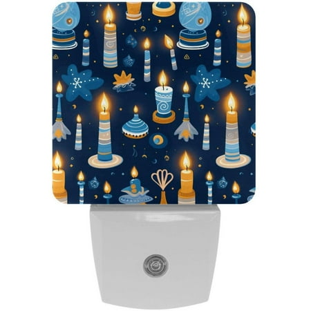 

Hanukkah Candle Pattern LED Night Lights Dusk To Dawn Smart Sensor 0.5W Plug-In Night Lights Lamp For Bedroom Bathroom Kitchen Hallway Stairs 2Pack