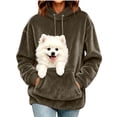 thumbnail image 2 of Oksale Pet Pouch Hoodies for Women Soft Comfy Fleece Sweatshirts with Hood with Pet Carrier Pockets Loose Long Sleeve Winter Warm Clothes Brown S, 2 of 9