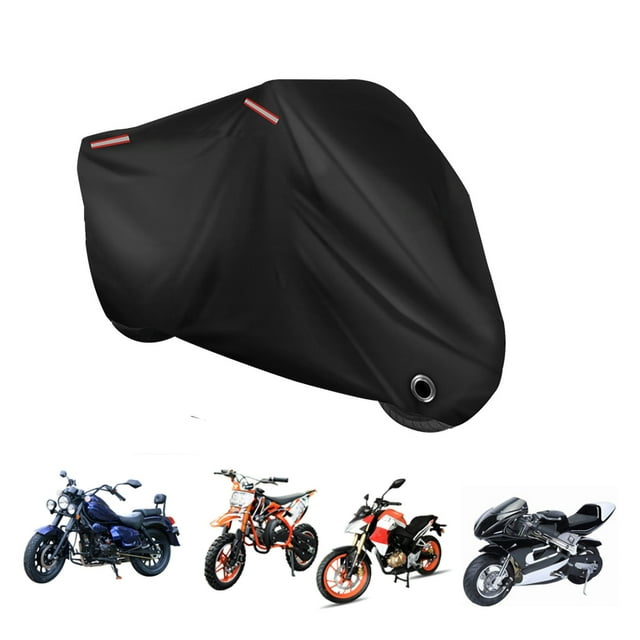 OPTUTUS Motorcycle Cover 87 Inch – Black Oxford Waterproof Tarp with Lock Hole, UV Protection, Dustproof Outdoor Bike Cover