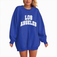 thumbnail image 4 of Towmus Women Long Sleeve Los Angeles Sweatshirts Casual Long Sleeve Raglan Shirts Cool Letter Print Pullover Tops, 4 of 5
