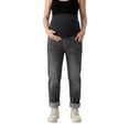thumbnail image 4 of Gyujnb Over Belly Maternity Stretch Jeans Full Waist Classic Pockets Cuffed Ankle Slim Denim Pants Daily Casual Pregnancy Trousers,L, 4 of 4