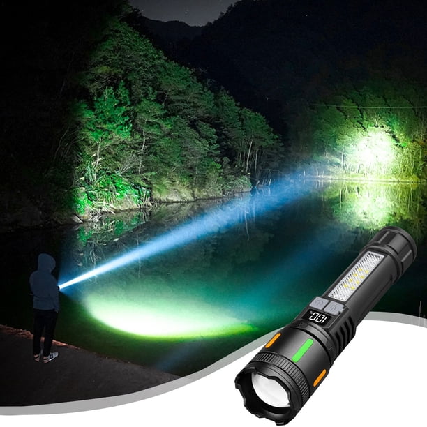 Fiudx Linterna de Alta Luminosidad, Luz Exterior Multifunción, Impermeable y con Enfoque Telescópico, Carga Móvil de Emergencia, Carga Rápida Tipo C, Resistente a Todo Tipo de Condiciones, Tamaño 18