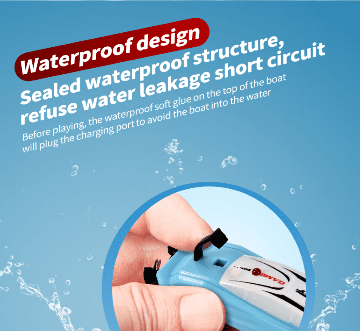 Mini 2.4G Remote Control Boat High Speed Electric Speedboat Children's Indoor Water Play Competitive Water Push Boat Toy-BLUE
