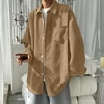 thumbnail image 2 of Iugvhana Men's Oversized Corduroy Long Sleeve Shirts Tops Comfort Solid Casual Loose Cardigan Button Down Lapel Shirt Coffee L, 2 of 4
