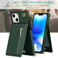 thumbnail image 5 of Crossbody Wallet Case for iPhone 15, PU Leather Zipper Handbag Purse Flip Cover with Kickstand Case for iPhone 15 ZP Green, 5 of 18